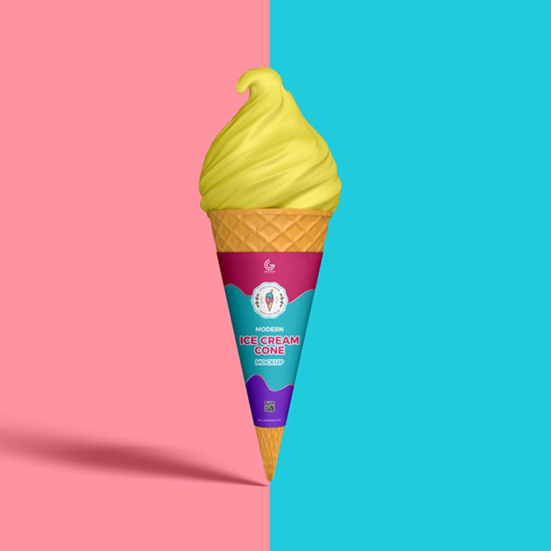 Free Modern Ice Cream Cone Mockup