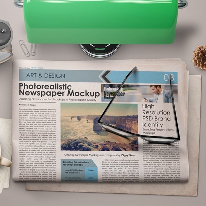 Free Morning Table News Paper Mockup