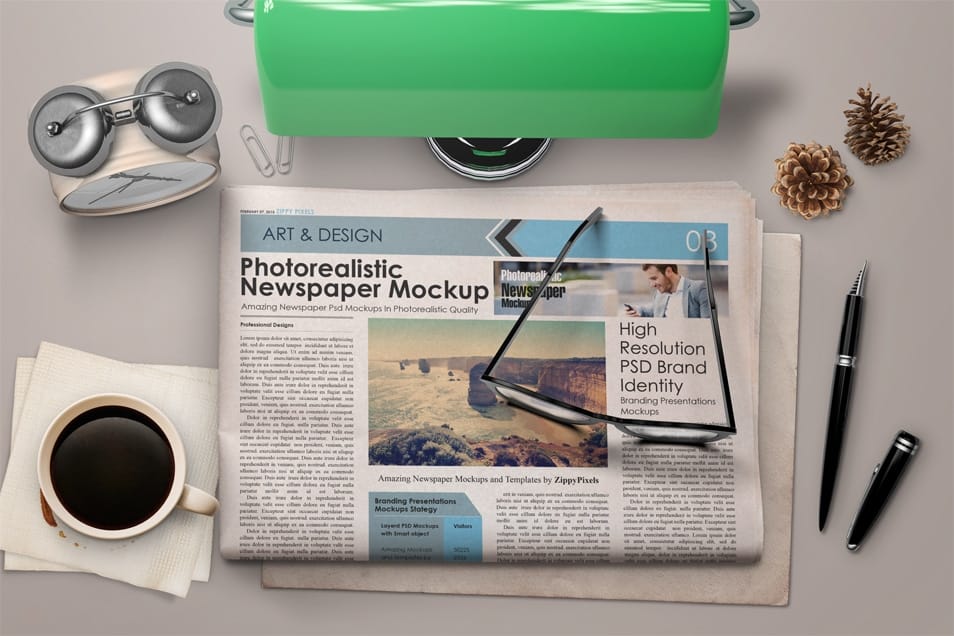 Free Morning Table News Paper Mockup