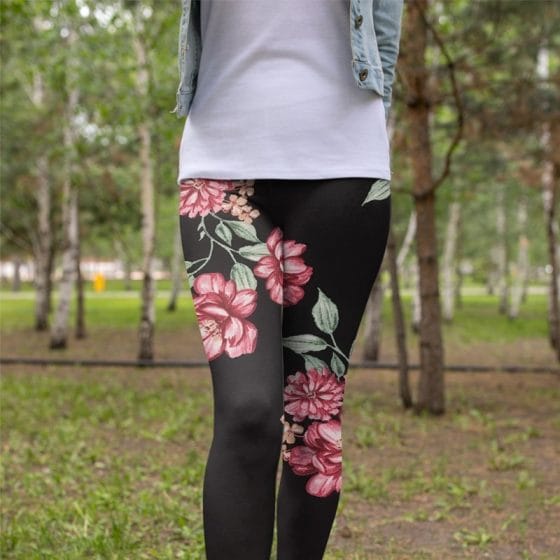 Free New Design Floral Printed Leggings Mockup