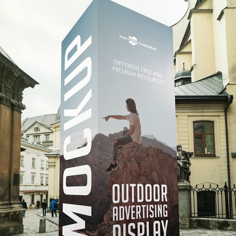 Free Outdoor Advertising Display Mock-up in PSD