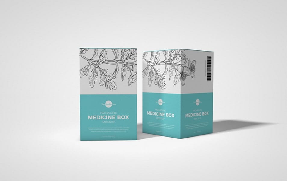 Free Packaging Medicine Box Mockup