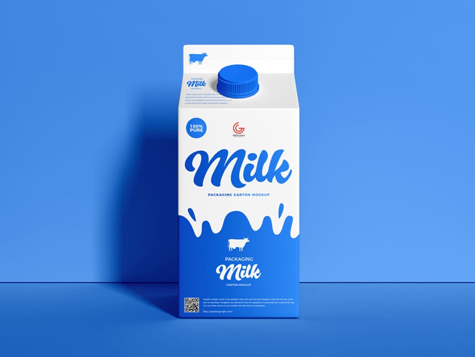 Free Packaging Milk Carton Mockup