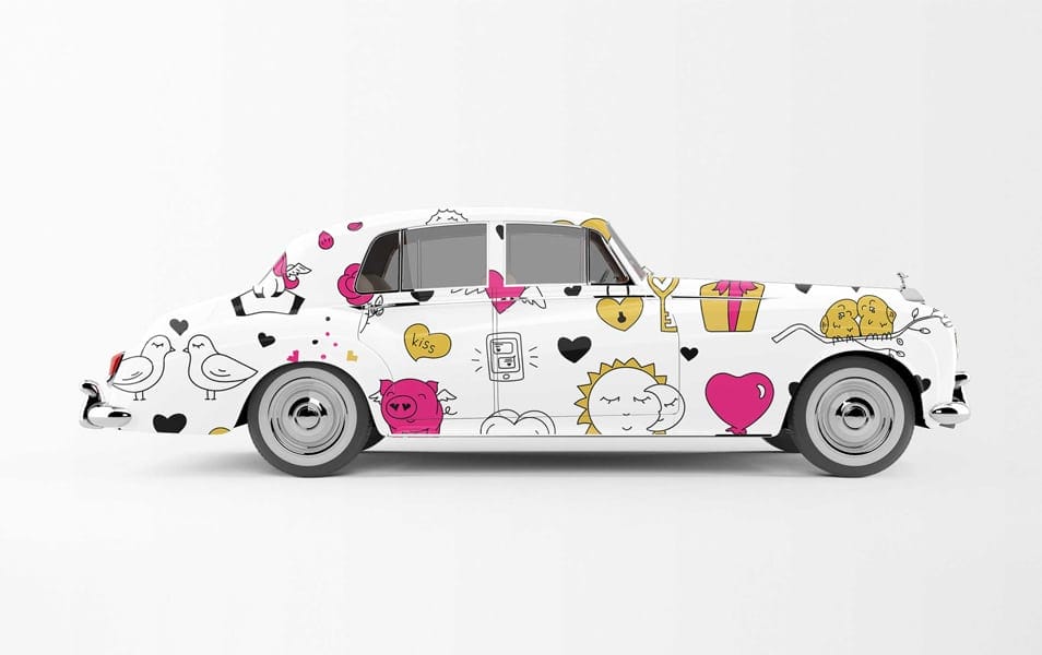 Free Premium Car Decal PSD Mockup