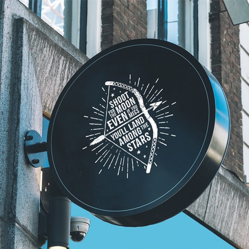 Free Premium Circle Shaped Sign PSD Mockup