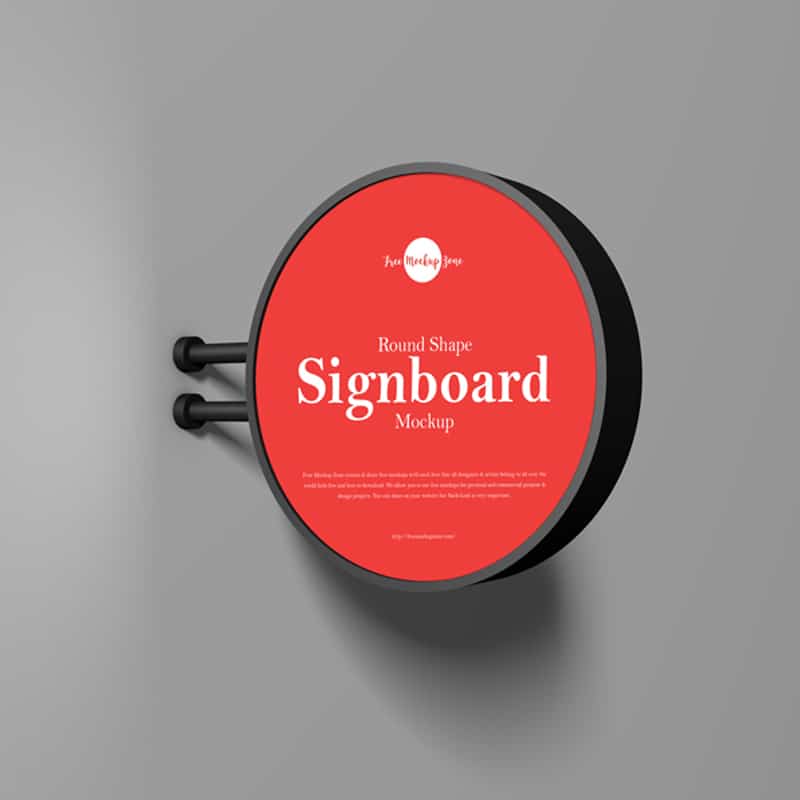 Free Round Shape Signboard Mockup