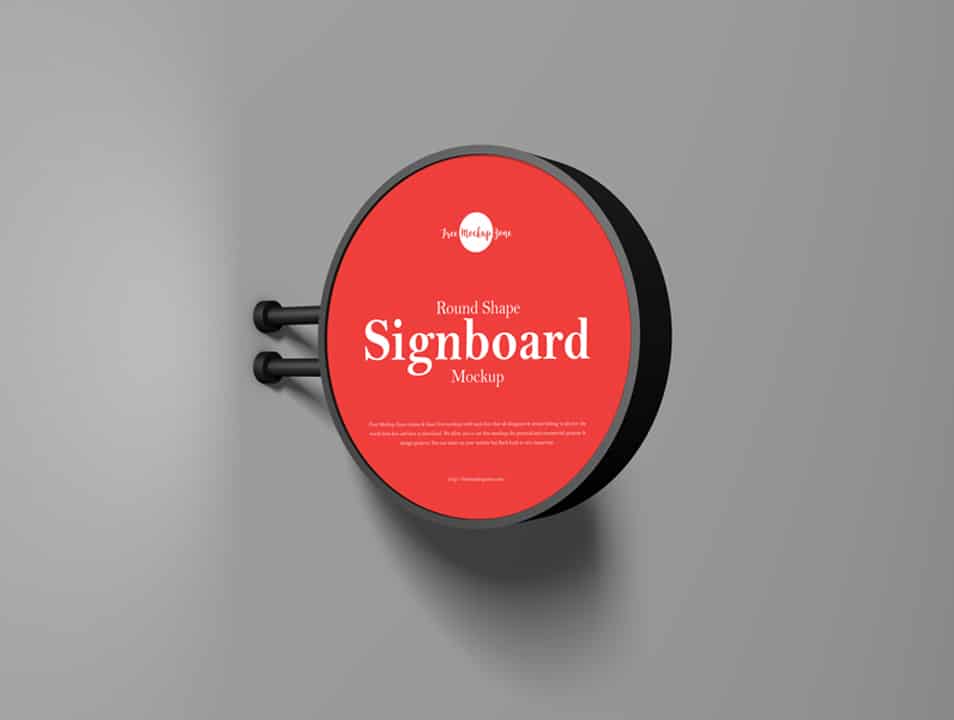 Free Round Shape Signboard Mockup