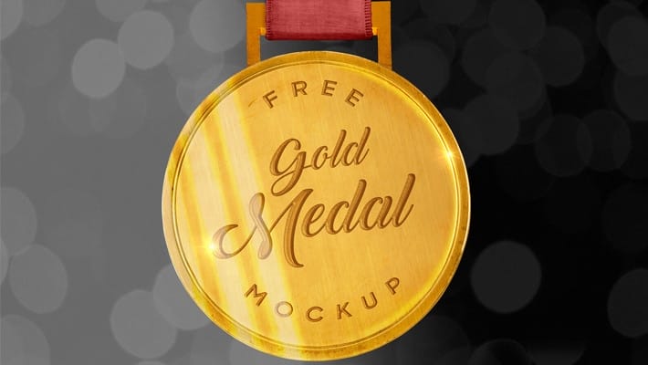 Free Sports Gold Medal Mockup PSD