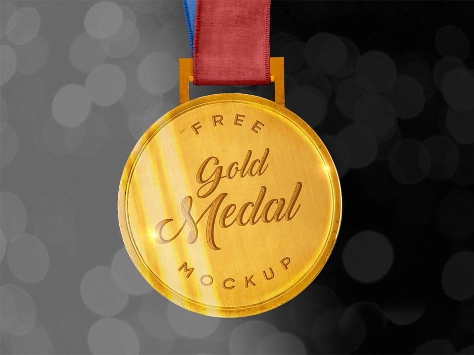 Free Sports Gold Medal Mockup PSD