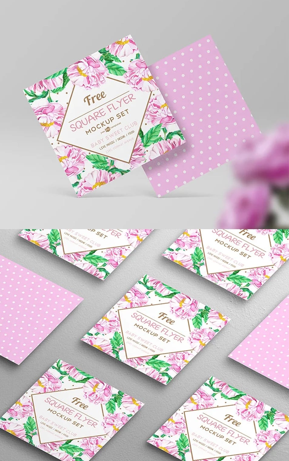 Free Square Flyer Mockup Set