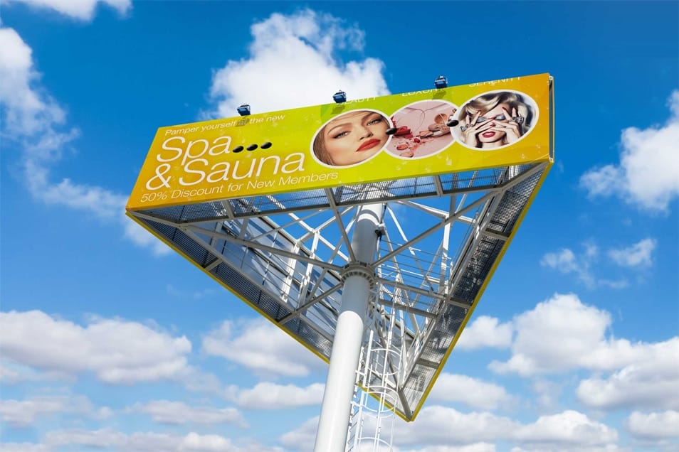 Free Tri-Fold Billboard Mockup