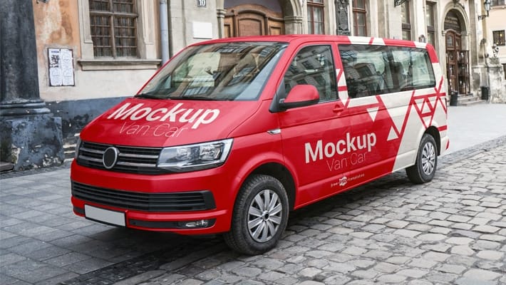 Free Van Car Mock-up in PSD