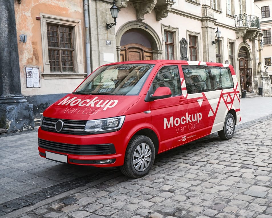 Free Van Car Mock-up in PSD