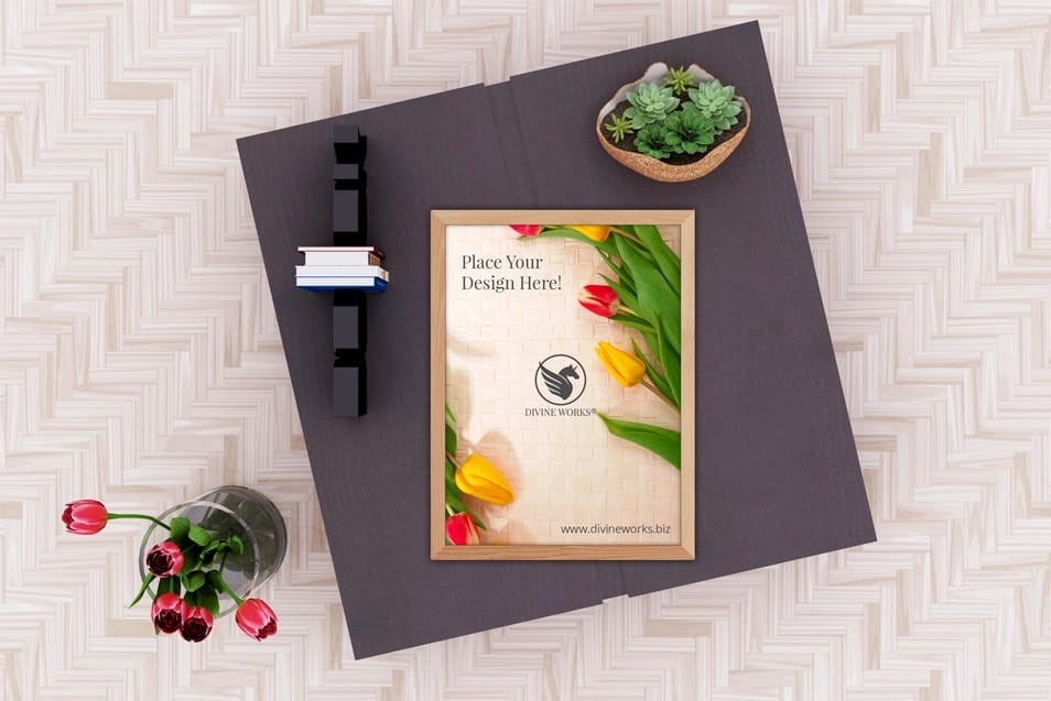 Free Wooden Picture Frame Mockup