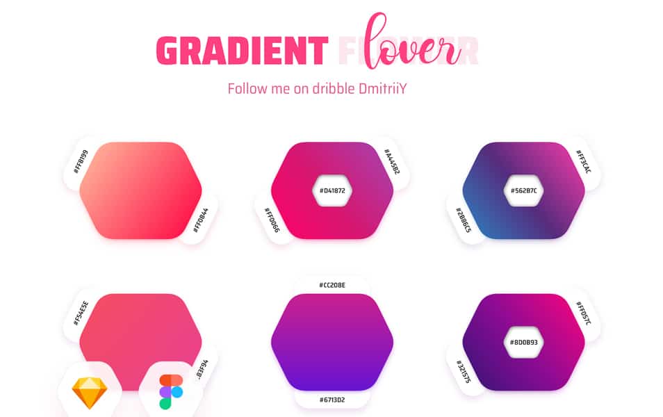 Gradient Flower Collection of 45 Gradients