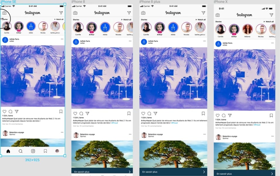 Instagram App Responsive Mockup UI
