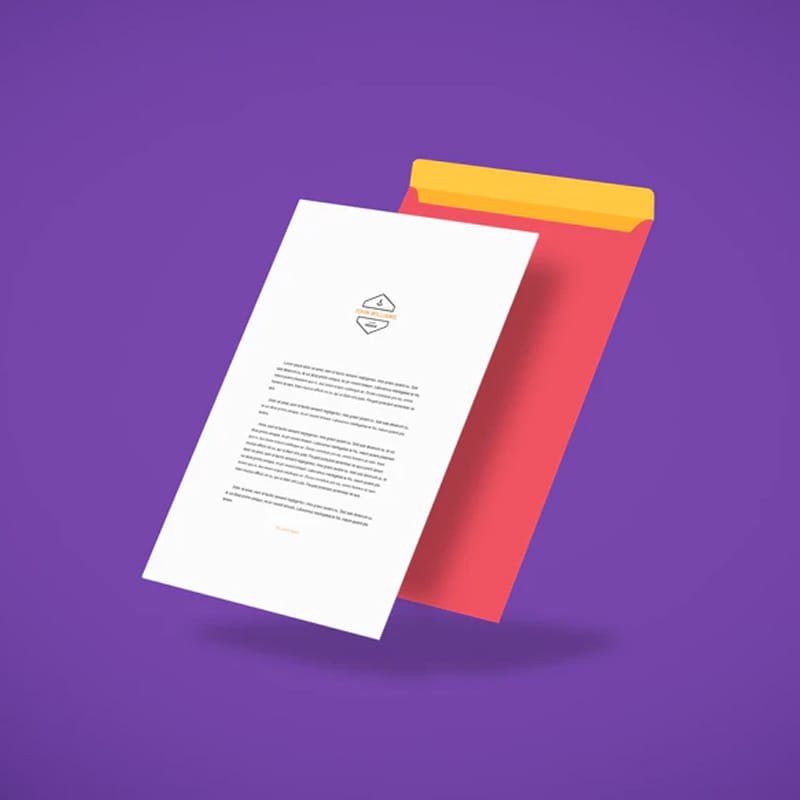 Letterhead Above Envelope Mockup