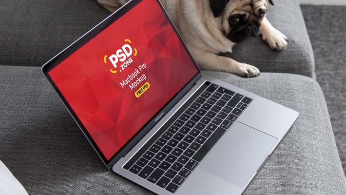 MacBook Pro in Living Room Mockup