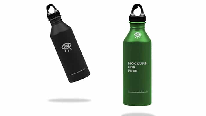 Metallic Water Bottle Mockup