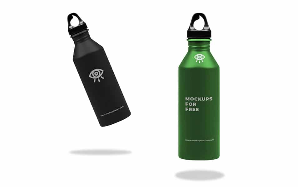 Metallic Water Bottle Mockup
