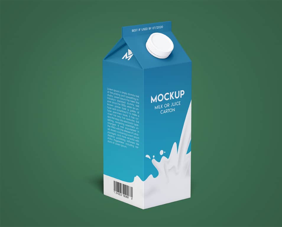 Milk or Juice Carton Free PSD Mockup