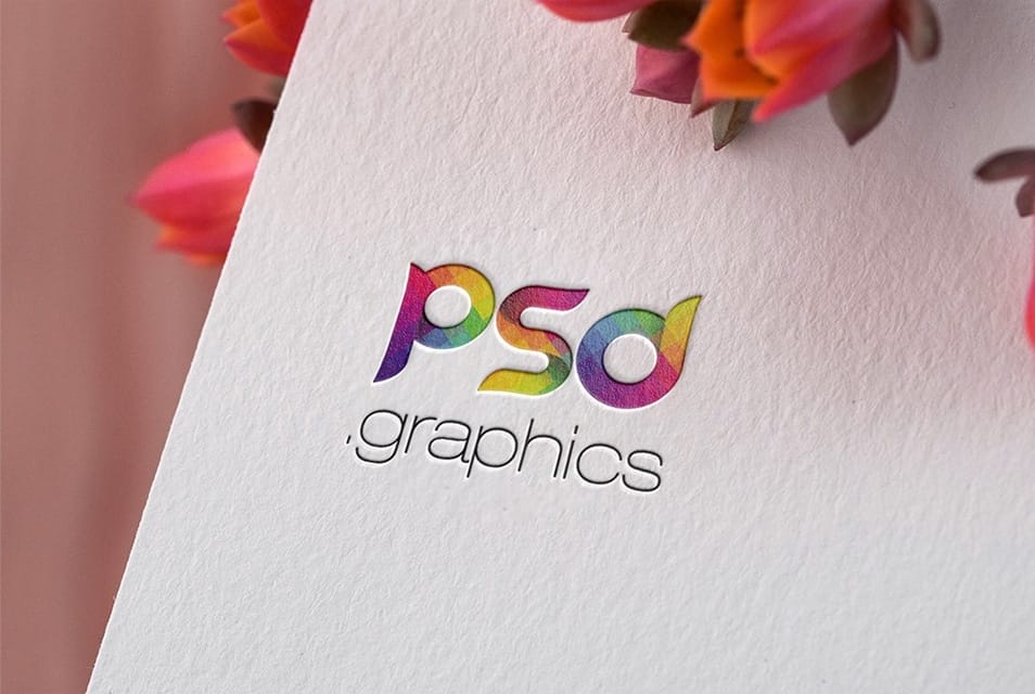 Paper Pressed Logo Mockup PSD
