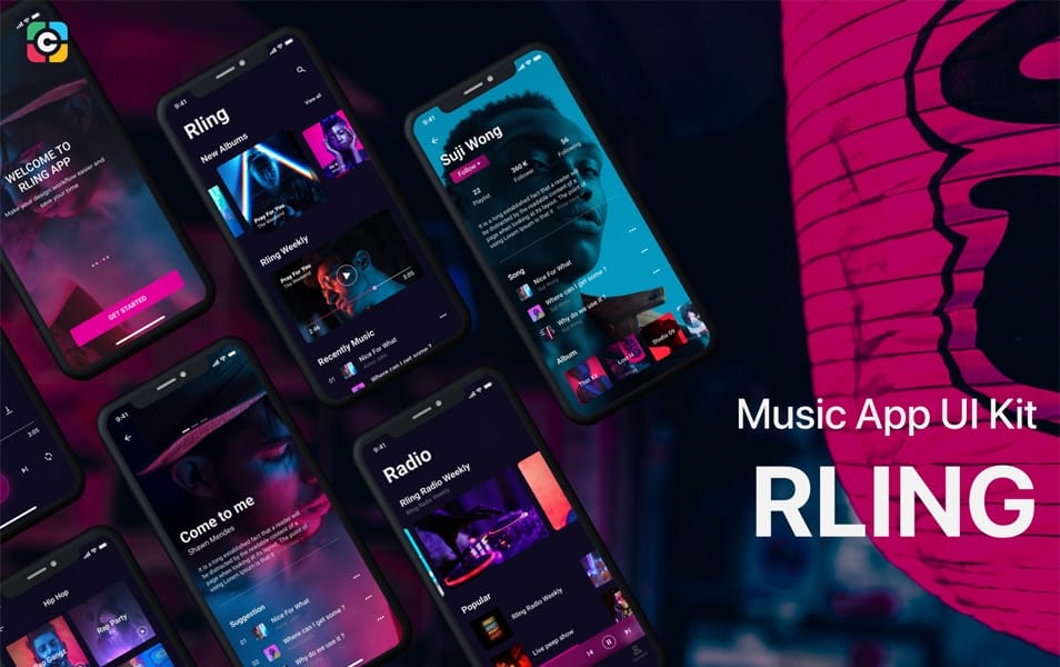 RLING Music App UI Kit Free Version