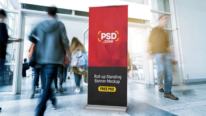 Roll-Up Standing Banner Mockup PSD