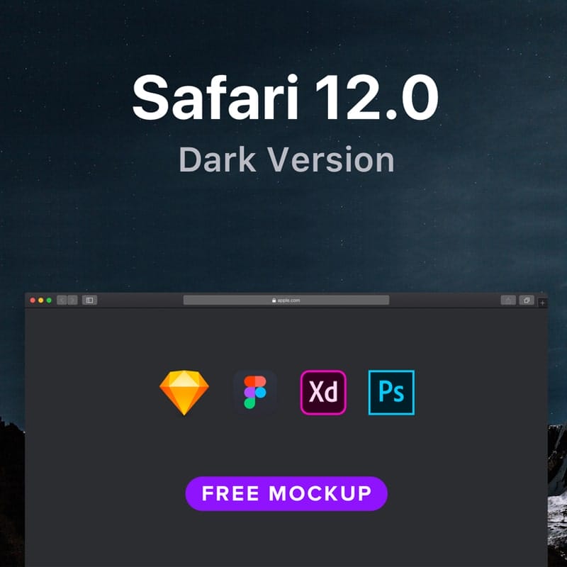 Safari Mockup Dark Version Freebie