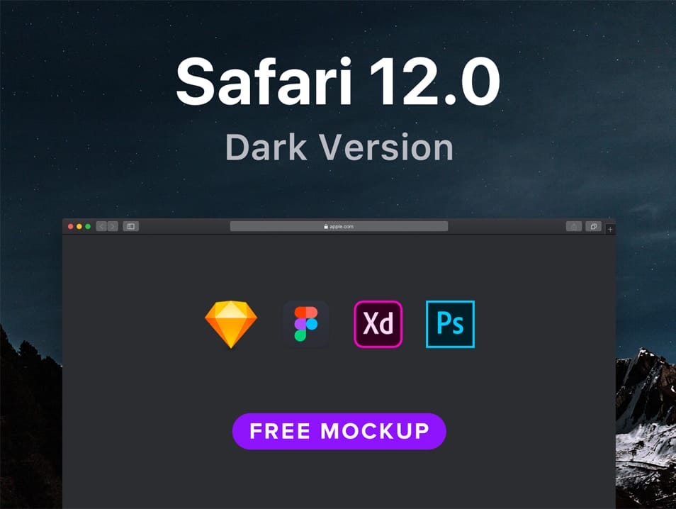 Safari Mockup Dark Version Freebie