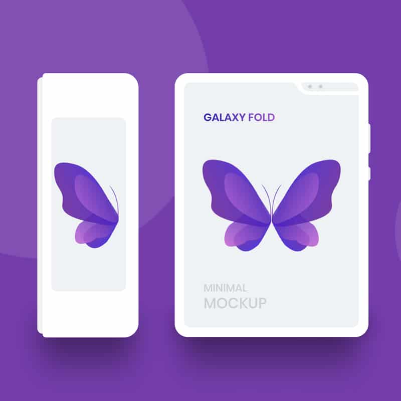 Samsung Galaxy Fold White Minimal Mockup