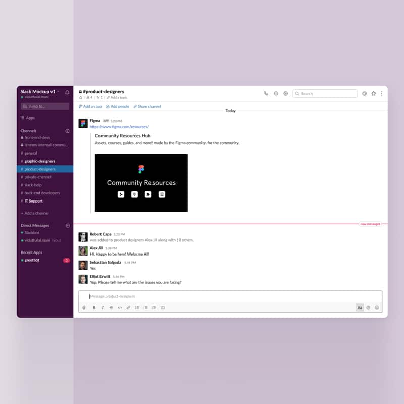 Slack Figma Mockup