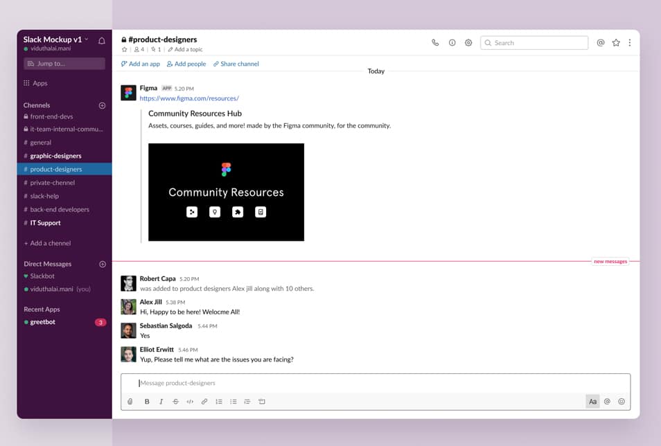 Slack Figma Mockup