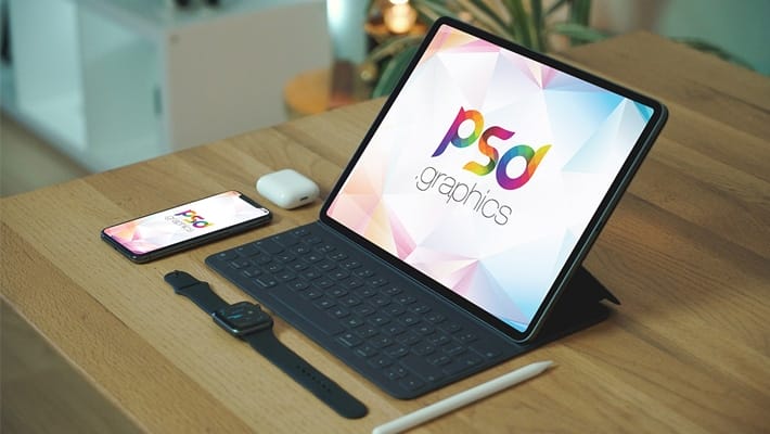 iPad Pro with iPhone Mockup PSD