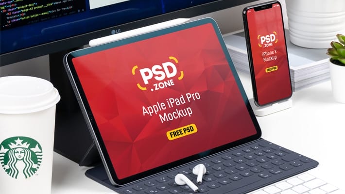 iPad Pro with iPhone X Mockup