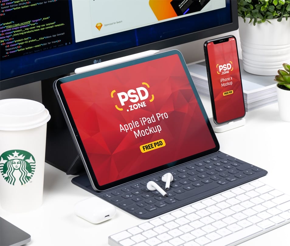 iPad Pro with iPhone X Mockup