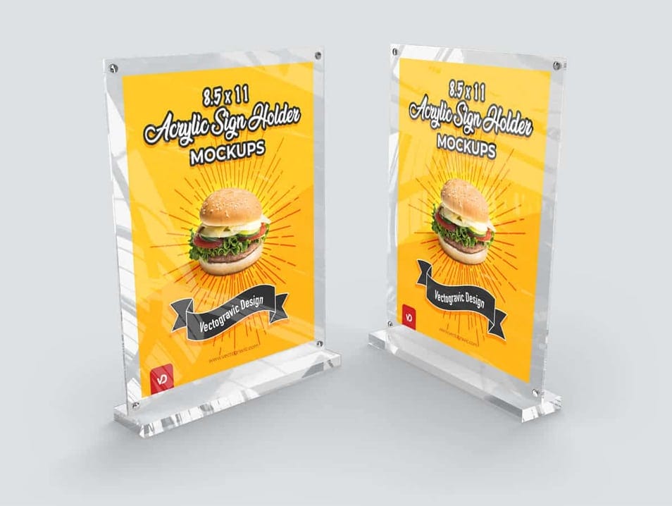 8.5 x 11 Acrylic Sign Holder Mockups