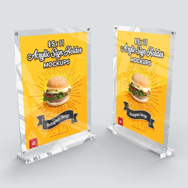 8.5 x 11 Acrylic Sign Holder Mockups