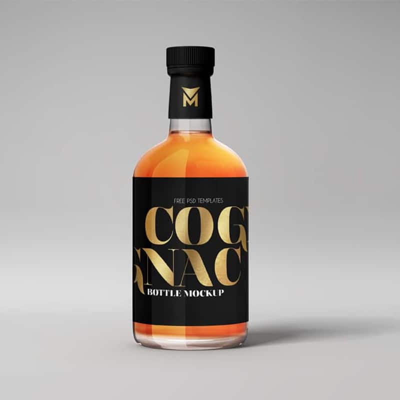 Brandy Whisky Cognac Bottle Free PSD Mockup