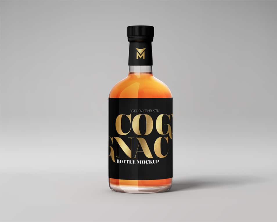 Brandy Whisky Cognac Bottle Free PSD Mockup