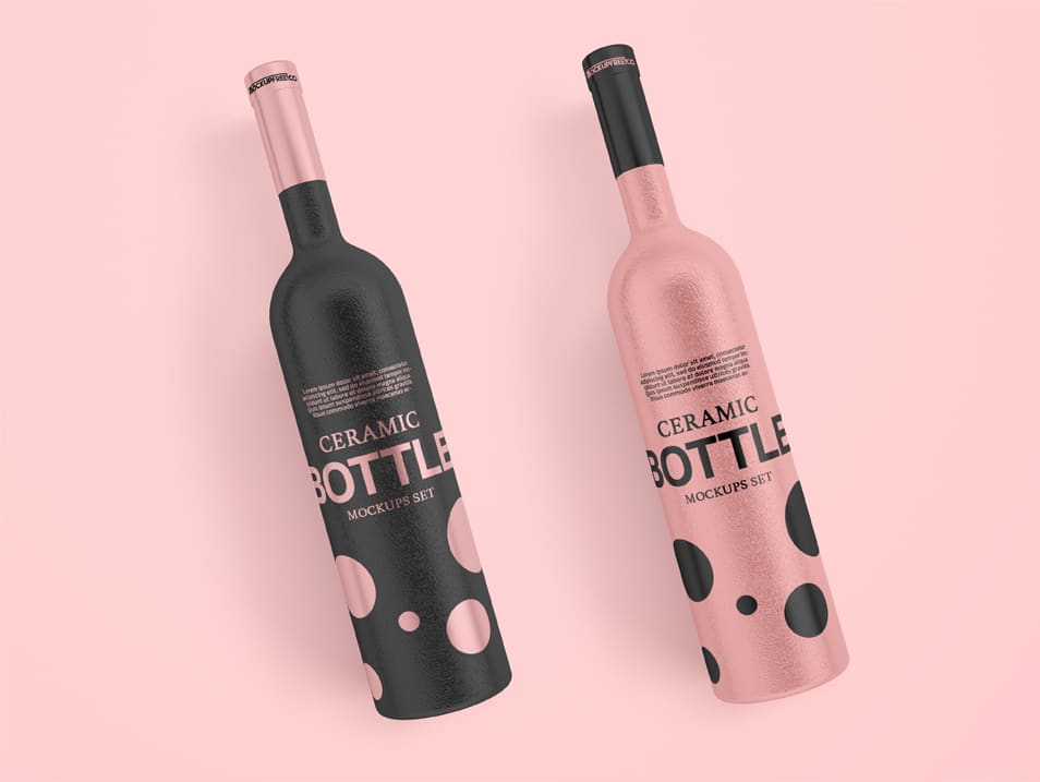 Ceramic Bottle Free PSD Mockups