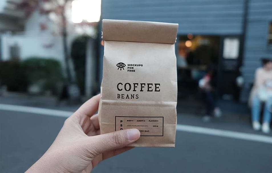 Coffee Beans Craft Paper Bags Mockup