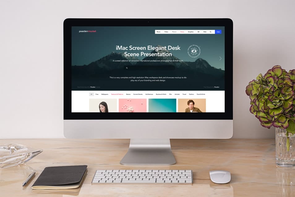 Desk iMac Mockup Scene Set