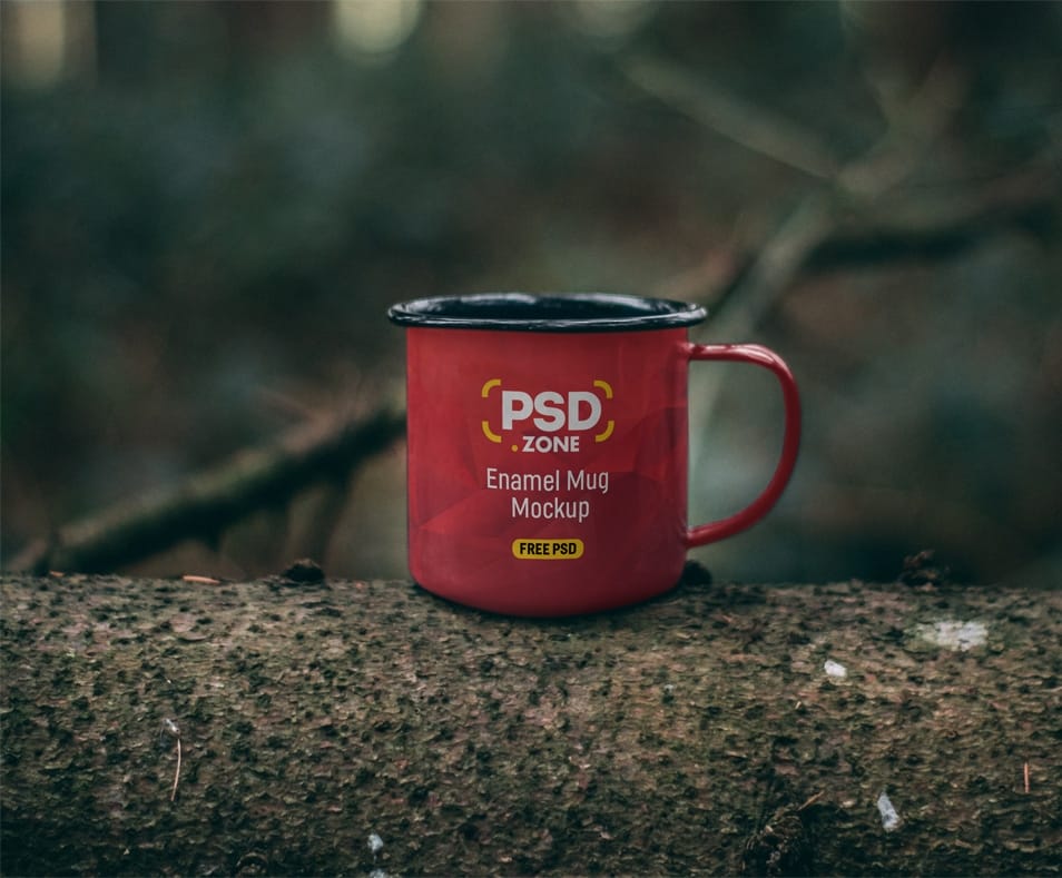 Enamel Mug Mockup Free PSD