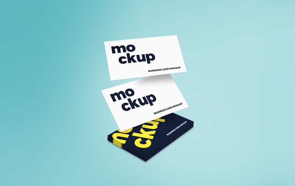 Flying Business Card Mockup