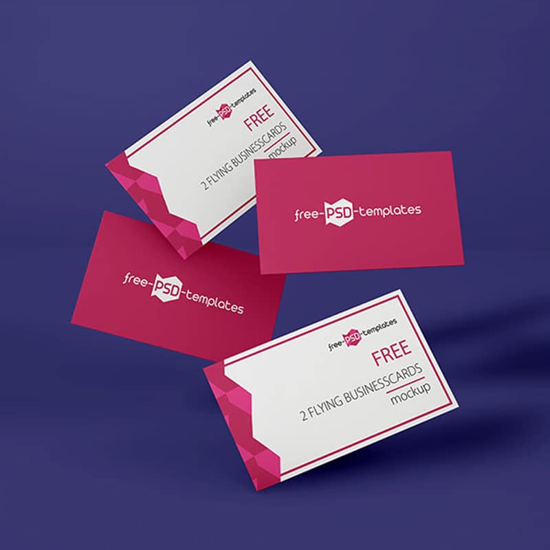 Free 2 Flying Business Cards Mockup