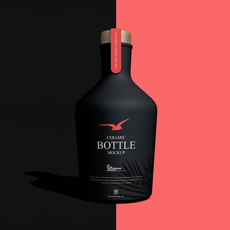 Free Ceramic Bottle Mockup