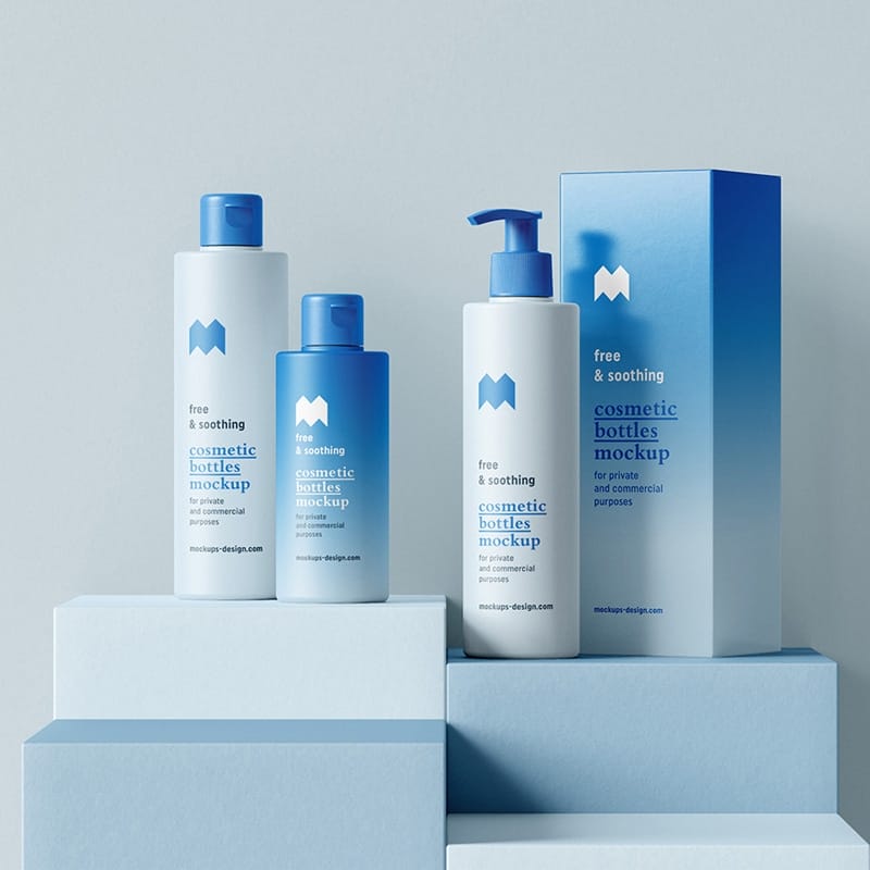 Free Cosmetic Bottles Mockup