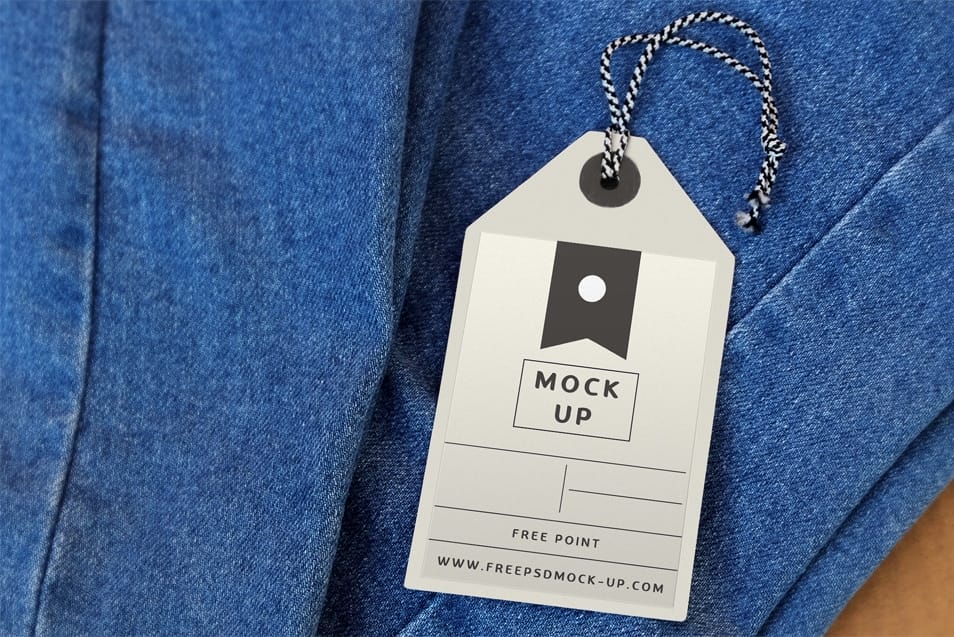 Free Denim Jeans Tag Label Mockup
