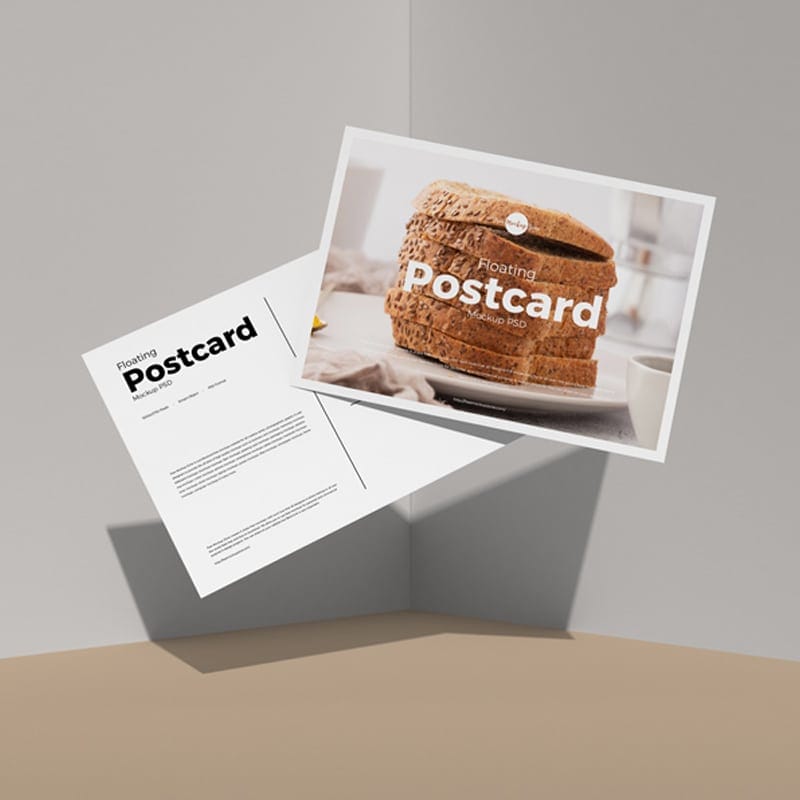Free Floating Postcard Mockup PSD